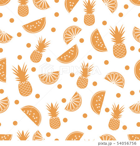 Seamless pattern with pineapple orange, watermelon 54056756