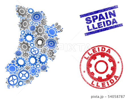 Service Mosaic Vector Lleida Province Map and Grunge Stamps Service Mosaic Vector Lleida Province Map and Grunge Stamps 54058787