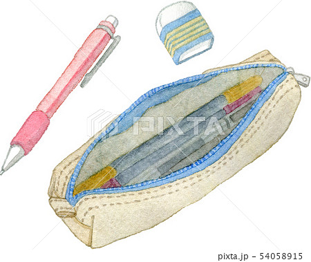 ペンケース シャーペンと消しゴムのセットのイラスト素材
