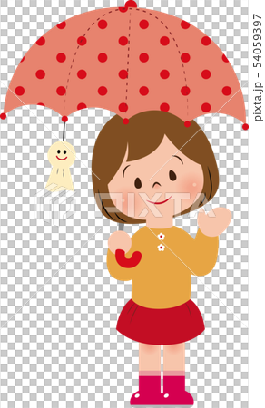 傘をさす女の子のイラスト素材