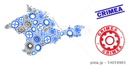 Mechanics Composition Vector Crimea Map and Grunge Seals 54059965