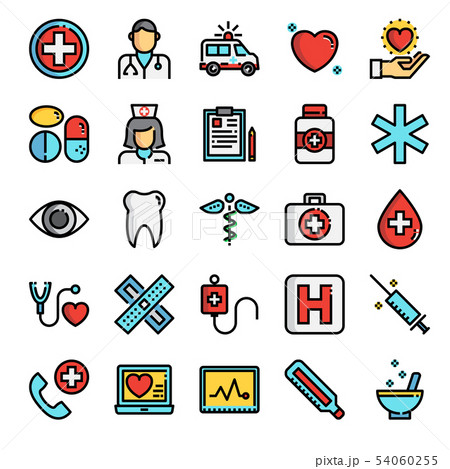 healthcare pixel perfect  color line icons 54060255