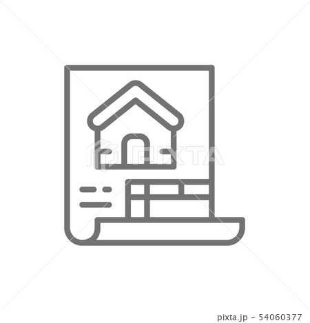 Estimate, construction document, house plan line icon. 54060377