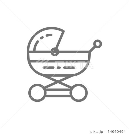 Baby carriage, stroller for newborn, pram line icon. 54060494