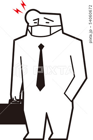 風邪で頭が痛い男性会社員 54060672