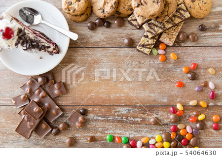 close up of different sweets on table close up of different sweets on table 54064630