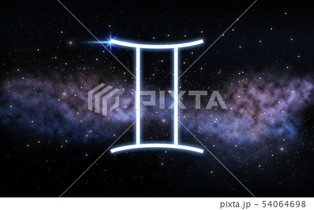 gemini zodiac sign over night sky and galaxy 54064698