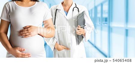 Pregnant Woman and Gynecologist Doctor at Hospital 54065408