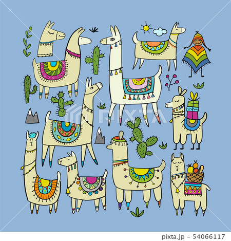 Cute lamas collection for your design 54066117