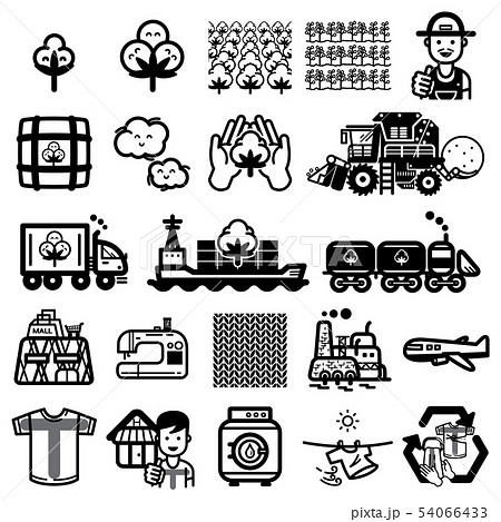 Cycle of t shirt icon set - Vector. From farm to c 54066433