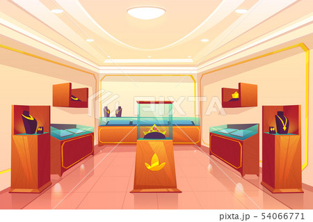 Jewelery store with precious goods vector interior Jewelery store with precious goods vector interior 54066771
