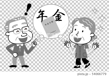 退休金老人單色插圖 退休金老人單色插圖 54066779