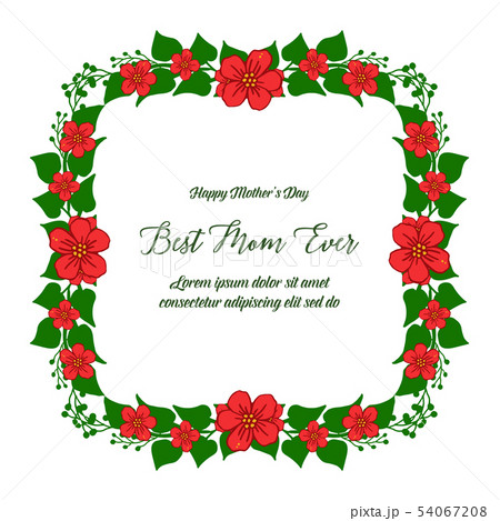 Vector illustration various abstract green leafy flower frame with card of best mom 54067208