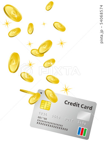 クレジットカードとポイントコインのイメージイラストのイラスト素材 クレジットカードとポイントコインのイメージイラストのイラスト素材