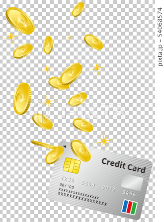 クレジットカードとポイントコインのイメージイラスト クレジットカードとポイントコインのイメージイラスト 54068574