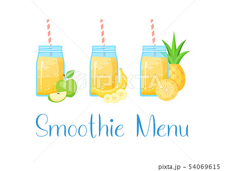 Natural Smoothie Fruit Shake Logo Illustration Setのイラスト素材