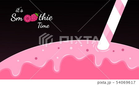 Red smoothie logo, raspberry vitamin drink banner 54069617