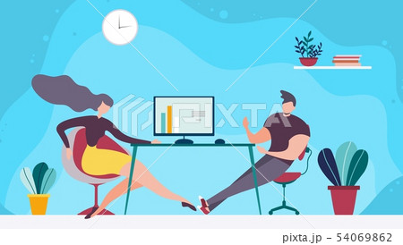Coworking Space and Brainstorming Team Cartoon Coworking Space and Brainstorming Team Cartoon 54069862