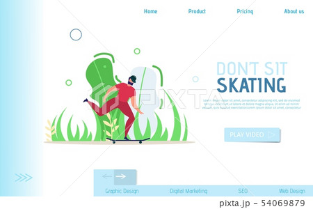 Flat Landing Page Promotes Not Sit and Skating 54069879