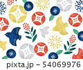 レトロポップな和柄水彩鳥と花 54069976