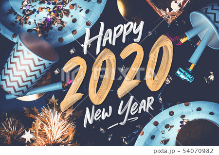 2020 happy new year hand brush storke font on 2020 happy new year hand brush storke font on 54070982