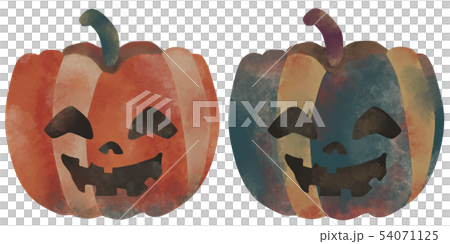 ハロウィン カボチャ ジャックオランタン 水彩風のイラスト素材