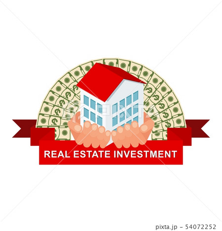 Isometric house in hand. Real estate investment logo. 54072252