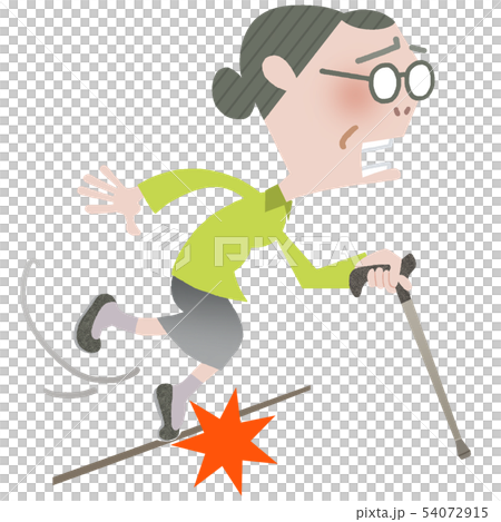 杖 つまずくおばあちゃんのイラスト素材