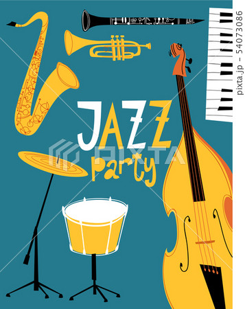 Retro Style Vector Jazz Party Poster Or のイラスト素材