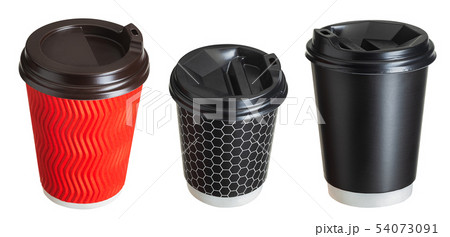 Set of coffee paper drinking cups on white background. 54073091