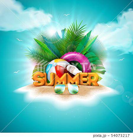 Vector Hello Summer Holiday Illustration With...のイラスト素材 [54073217] - PIXTA