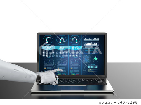 robot working with notebook robot working with notebook 54073298