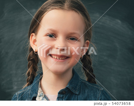 back to school happy young girl chalkboard back to school happy young girl chalkboard 54073658