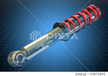 Visualization 3d cad model of car shock absorber Visualization 3d cad model of car shock absorber 54073845