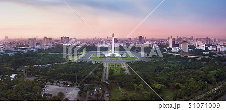 Panoramic Jakarta skyline with iconic symbol 54074009