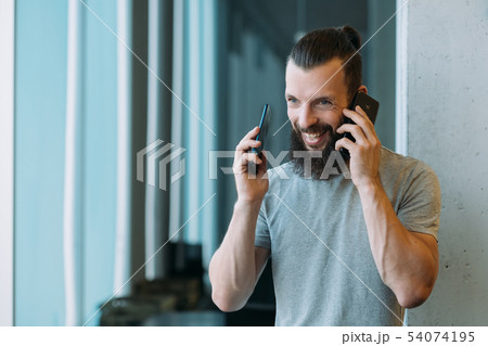 corporate lifestyle man smartphones conversation corporate lifestyle man smartphones conversation 54074195