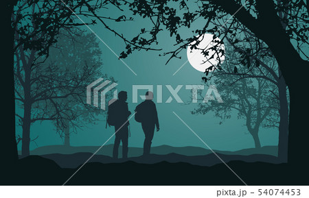 Illustration of landscape with forest, trees and Illustration of landscape with forest, trees and 54074453