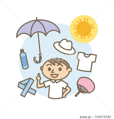 夏　熱中症　お出かけ時の対策　男性 54074592