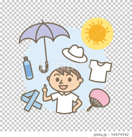 夏　熱中症　お出かけ時の対策　男性 54074592