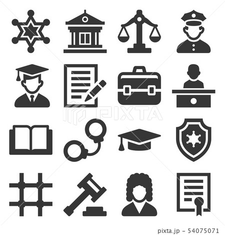 Law and Justice Icons Set on White Background. Vector 54075071