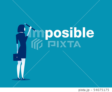 Businesswoman is deleting wording. Concept 54075175