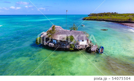 The Rock restaurant Zanzibar island aerial view The Rock restaurant Zanzibar island aerial view 54075504