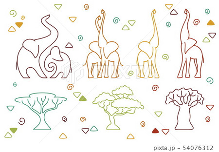 African vector elephants 54076312