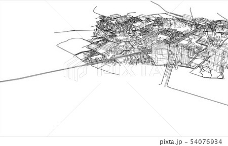 Outline city concept. Wire-frame style Outline city concept. Wire-frame style 54076934