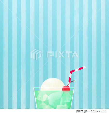 背景-夏-クリームソーダ-ブルー-ストライプ 54077088