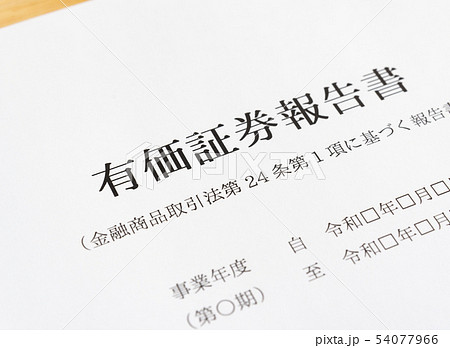 有価証券報告書　上場　証券取引所　レポート　資料　ビジネス 54077966