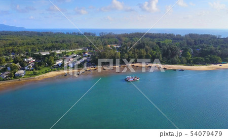 Aerial view of boats with natural forest trees, Aerial view of boats with natural forest trees, 54079479