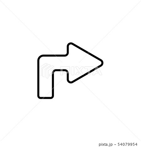 Web line icon. Arrow turning right black on white  54079954