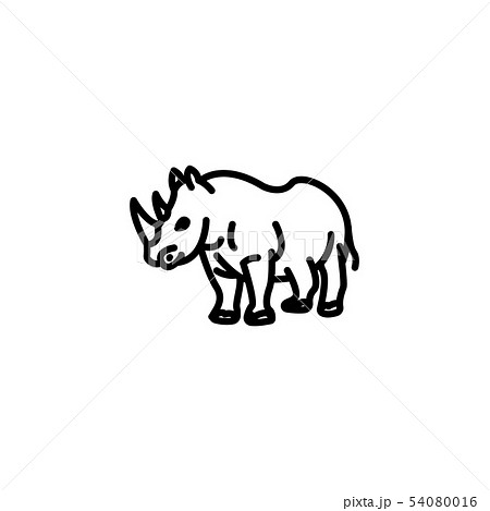 Web Line Icon Rhinoceros Wild Animals Black のイラスト素材