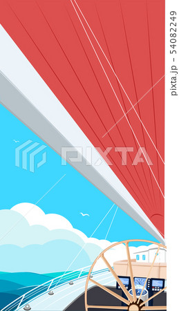 Top view sail boat on water 54082249